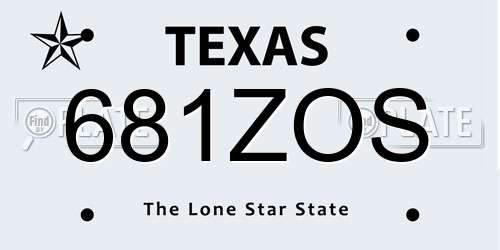 681ZOS Texas License Plate