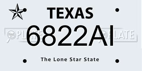 6822AI Texas License Plate