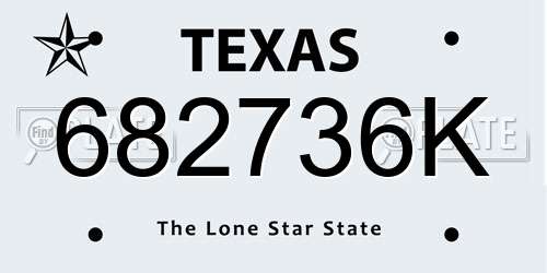 682736K Texas License Plate