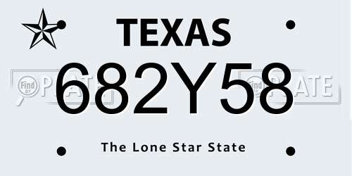 682Y58 Texas License Plate