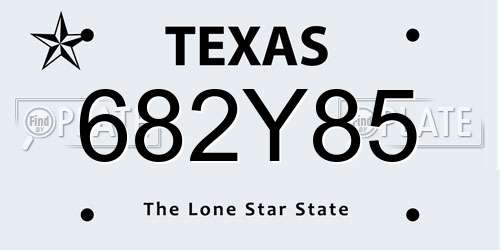 682Y85 Texas License Plate