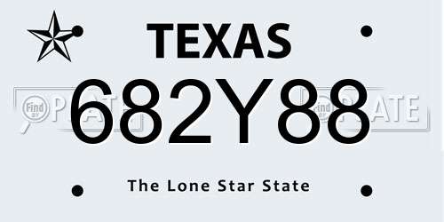 682Y88 Texas License Plate