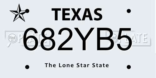 682YB5 Texas License Plate