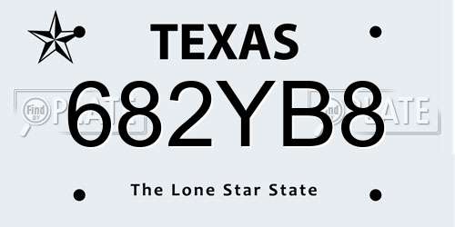 682YB8 Texas License Plate