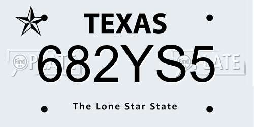 682YS5 Texas License Plate