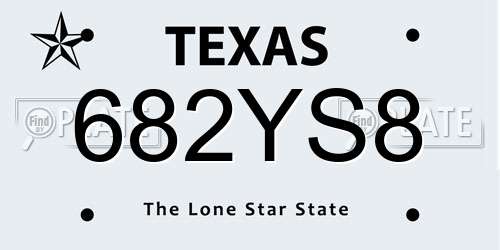 682YS8 Texas License Plate