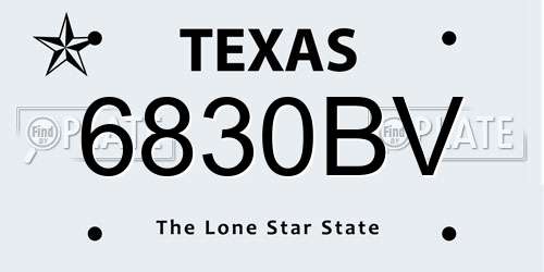6830BV Texas License Plate