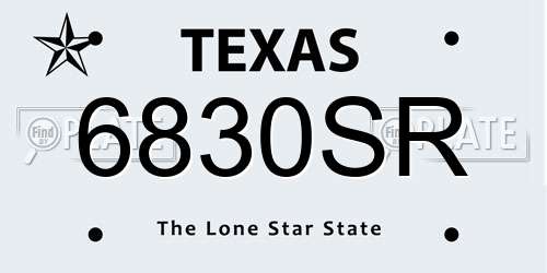 6830SR Texas License Plate