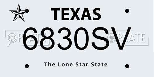 6830SV Texas License Plate