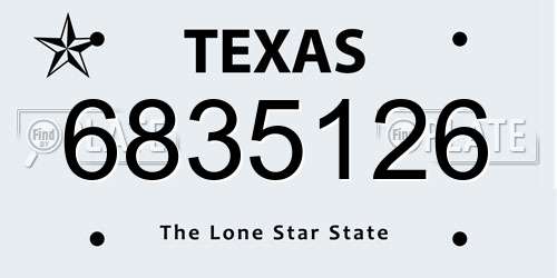 6835126 Texas License Plate