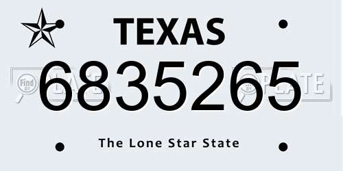 6835265 Texas License Plate