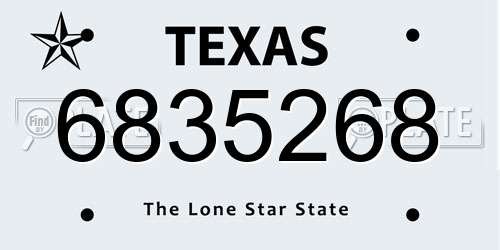 6835268 Texas License Plate