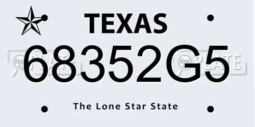 68352G5 Texas License Plate