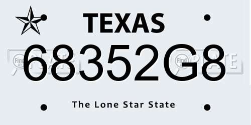 68352G8 Texas License Plate