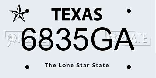 6835GA Texas License Plate