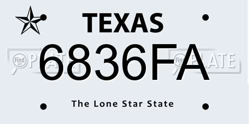 6836FA Texas License Plate