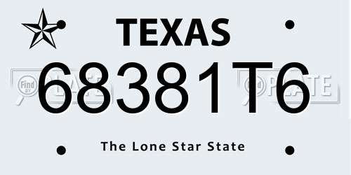 68381T6 Texas License Plate