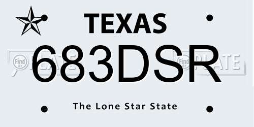 683DSR Texas License Plate