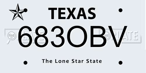 683OBV Texas License Plate
