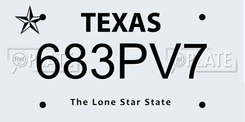 683PV7 Texas License Plate