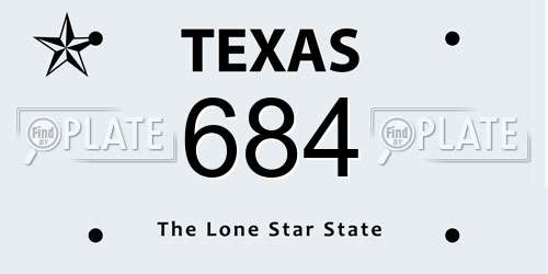 684 Texas License Plate