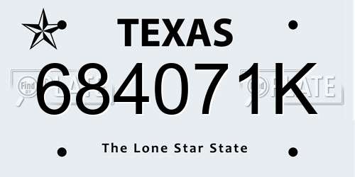 684071K Texas License Plate