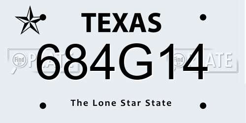 684G14 Texas License Plate