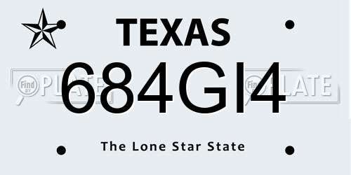 684GI4 Texas License Plate