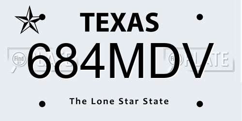 684MDV Texas License Plate