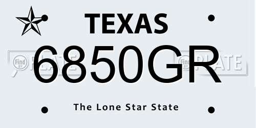 6850GR Texas License Plate