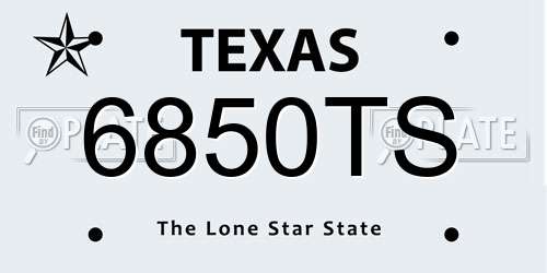 6850TS Texas License Plate