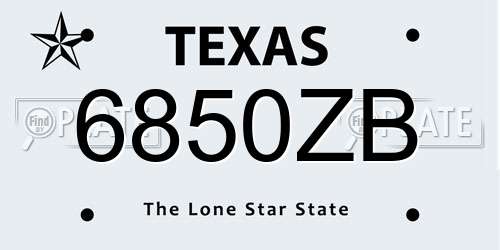 6850ZB Texas License Plate