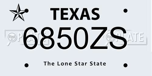 6850ZS Texas License Plate