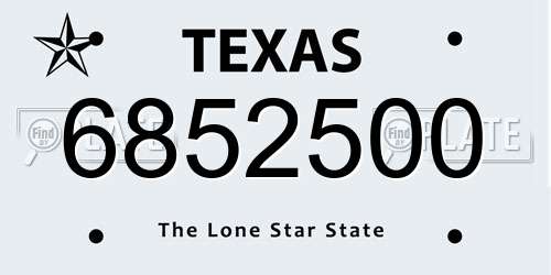 6852500 Texas License Plate