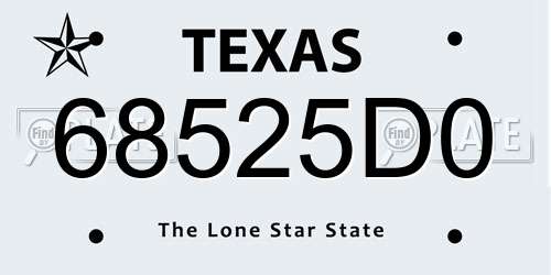 68525D0 Texas License Plate