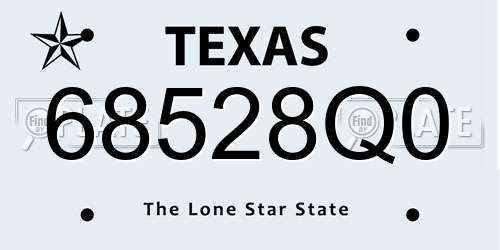 68528Q0 Texas License Plate