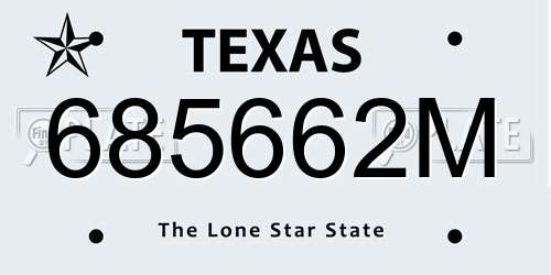 685662M Texas License Plate