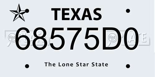 68575D0 Texas License Plate