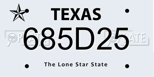 685D25 Texas License Plate