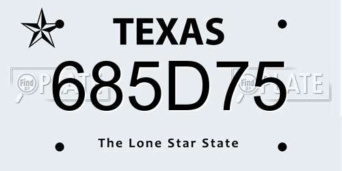 685D75 Texas License Plate