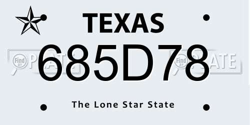 685D78 Texas License Plate