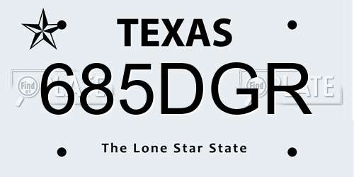 685DGR Texas License Plate