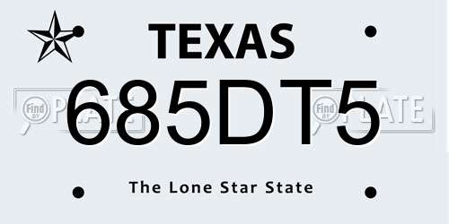 685DT5 Texas License Plate