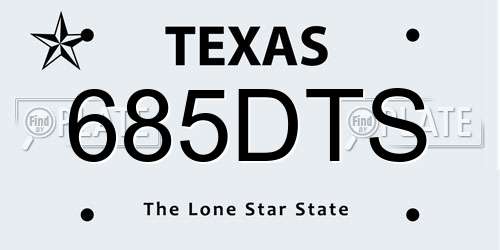 685DTS Texas License Plate