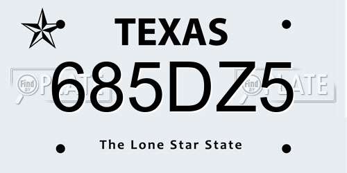 685DZ5 Texas License Plate
