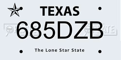 685DZB Texas License Plate