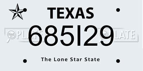 685I29 Texas License Plate
