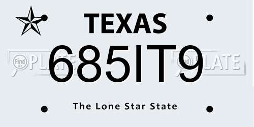 685IT9 Texas License Plate