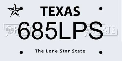 685LPS Texas License Plate