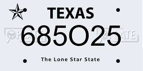 685O25 Texas License Plate